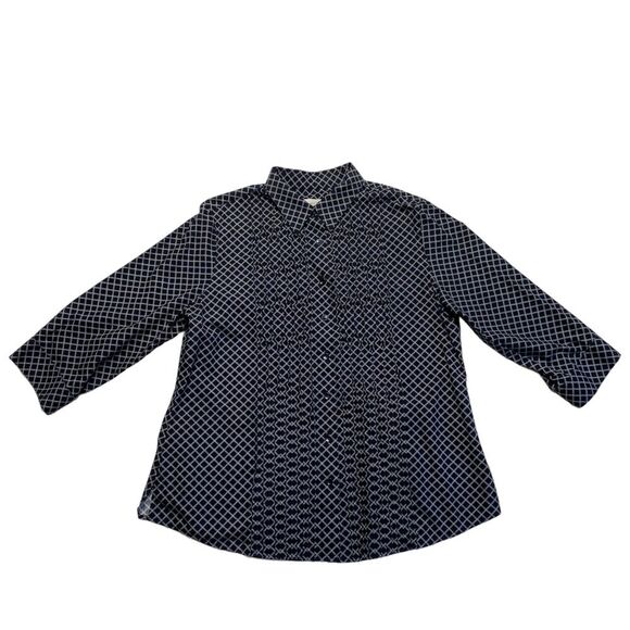 Coldwater Creek 100% Cotton Button Down Windowpane Pintuck Shirt Sz PL (14-16) - Picture 5 of 14